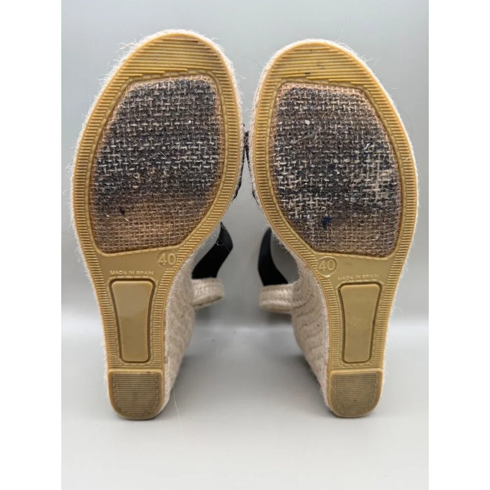 Dalson Espadrilles Womens Open-Toe Wedge Size 9 Black Handmade Spain